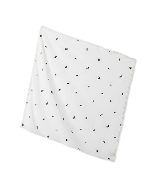 emmi（エミ）の「フロッキーフラワープリントスカーフ（バンダナ/スカーフ・レディース・オフホワイト/ブラウン/ブルー・F）」の18枚目の写真