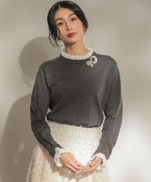 レースフリルスタンド ニット（ニット/セーター）｜組曲（クミキョク