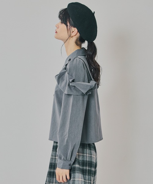 REDYAZEL（レディアゼル）の「リボンフリルショルダーブラウス（シャツ/ブラウス・レディース・オフホワイト/ベージュ/グレー・FREE）」の7枚目の写真