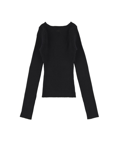 Rib Knit Long Sleeve Top /背中開きニットトップス（ニット/セーター
