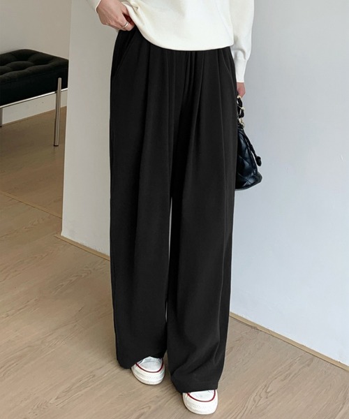 by LEGNA(バイレグナ)の「両面起毛ダブルタックワイドパンツ(その他パンツ・レディース・ブラック/ダークブラウン/ダークグレー/モカ・M-Regular/L-Regular/M-Short/L-Short)」の1枚目の写真