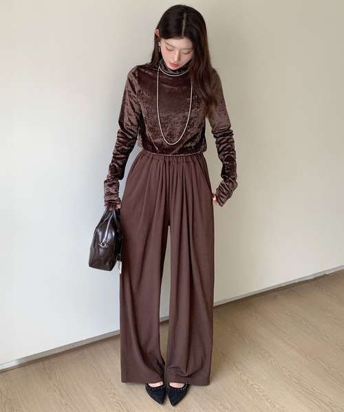 by LEGNA(バイレグナ)の「両面起毛ダブルタックワイドパンツ(その他パンツ・レディース・ブラック/ダークブラウン/ダークグレー/モカ・M-Regular/L-Regular/M-Short/L-Short)」の5枚目の写真