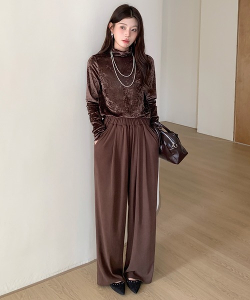 by LEGNA(バイレグナ)の「両面起毛ダブルタックワイドパンツ(その他パンツ・レディース・ブラック/ダークブラウン/ダークグレー/モカ・M-Regular/L-Regular/M-Short/L-Short)」の8枚目の写真