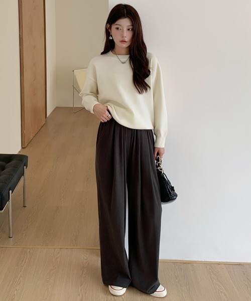 by LEGNA(バイレグナ)の「両面起毛ダブルタックワイドパンツ(その他パンツ・レディース・ブラック/ダークブラウン/ダークグレー/モカ・M-Regular/L-Regular/M-Short/L-Short)」の10枚目の写真
