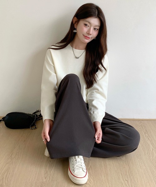 by LEGNA(バイレグナ)の「両面起毛ダブルタックワイドパンツ(その他パンツ・レディース・ブラック/ダークブラウン/ダークグレー/モカ・M-Regular/L-Regular/M-Short/L-Short)」の13枚目の写真
