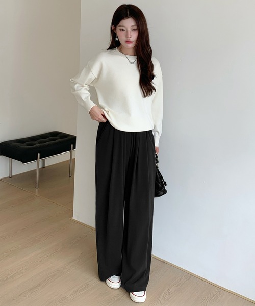 by LEGNA(バイレグナ)の「両面起毛ダブルタックワイドパンツ(その他パンツ・レディース・ブラック/ダークブラウン/ダークグレー/モカ・M-Regular/L-Regular/M-Short/L-Short)」の19枚目の写真