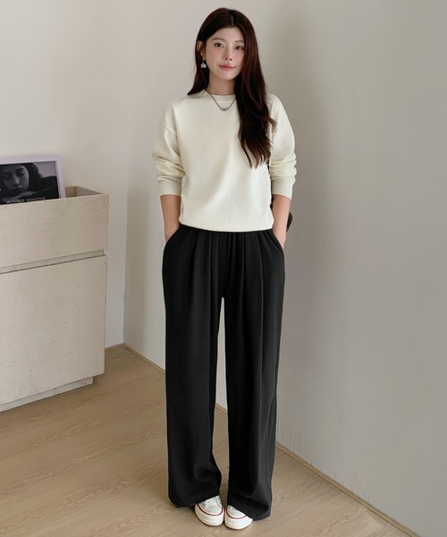 by LEGNA(バイレグナ)の「両面起毛ダブルタックワイドパンツ(その他パンツ・レディース・ブラック/ダークブラウン/ダークグレー/モカ・M-Regular/L-Regular/M-Short/L-Short)」の20枚目の写真