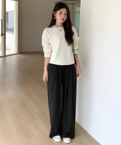 by LEGNA(バイレグナ)の「両面起毛ダブルタックワイドパンツ(その他パンツ・レディース・ブラック/ダークブラウン/ダークグレー/モカ・M-Regular/L-Regular/M-Short/L-Short)」の21枚目の写真
