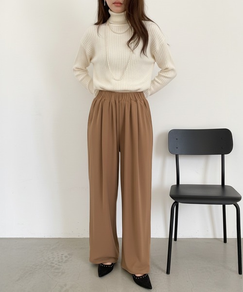 by LEGNA(バイレグナ)の「両面起毛ダブルタックワイドパンツ(その他パンツ・レディース・ブラック/ダークブラウン/ダークグレー/モカ・M-Regular/L-Regular/M-Short/L-Short)」の18枚目の写真
