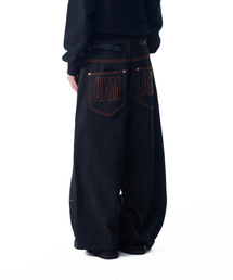 Ankle Studded Denim Pants (Black)（デニムパンツ）｜AAKAM（アーカム