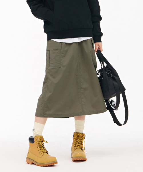 CHASECULT(チェイスカルト)の「女性ストレッチカーゴスカート - カーキ(スカート・レディース・カーキ・67/70)」の5枚目の写真