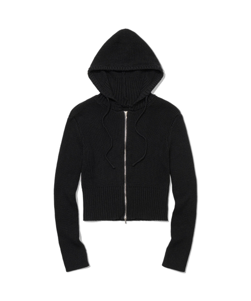 MOAA（モア）の「Ribbed Knit Zip Hoodie (BLACK)（ニット/セーター・レディース・その他・SMALL/MEDIUM）」の2枚目の写真