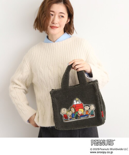 PEANUTS(ピーナッツ)の「【PEANUTS】ボアスクエア2WAYトート(トートバッグ・レディース・ブラック/アイボリー/グレー/チャコールグレー・00)」の13枚目の写真