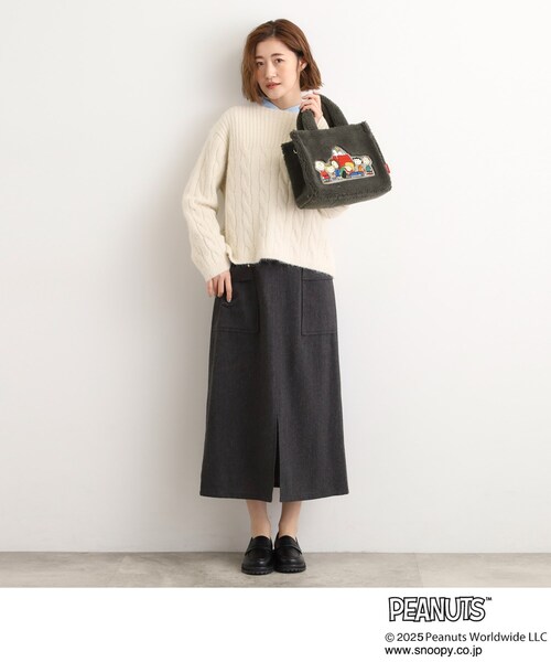PEANUTS(ピーナッツ)の「【PEANUTS】ボアスクエア2WAYトート(トートバッグ・レディース・ブラック/アイボリー/グレー/チャコールグレー・00)」の14枚目の写真