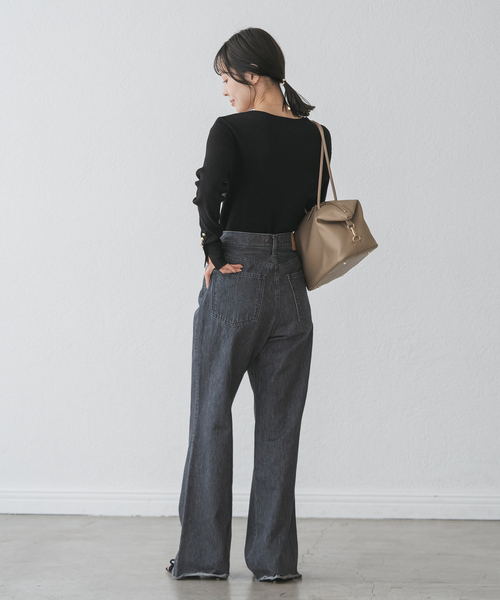 WEB限定追加》ボタンディテールタイトリブニット（ニット/セーター