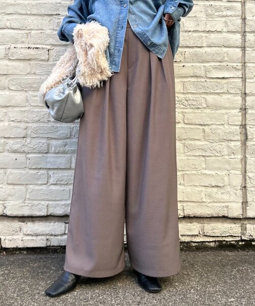 Jena espace merveilleux（ジェナ　エスパスメルヴェイユ）の「【あったかスラックス】2タックワイドパンツ（その他パンツ・レディース・アイボリー/ブラック/グレー/ベージュ・FREE）」の3枚目の写真