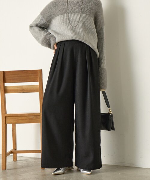 あったかスラックス】2タックワイドパンツ（その他パンツ）｜Jena