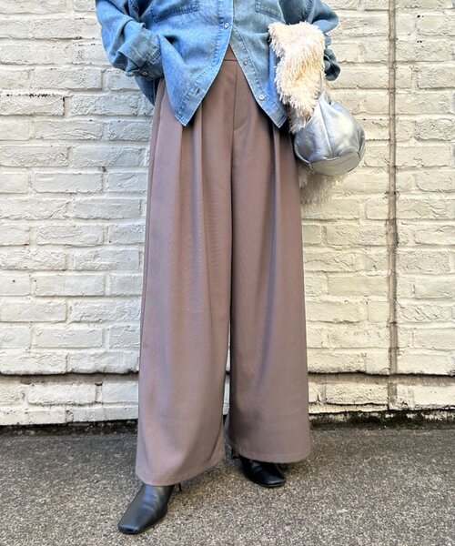 あったかスラックス】2タックワイドパンツ（その他パンツ）｜Jena