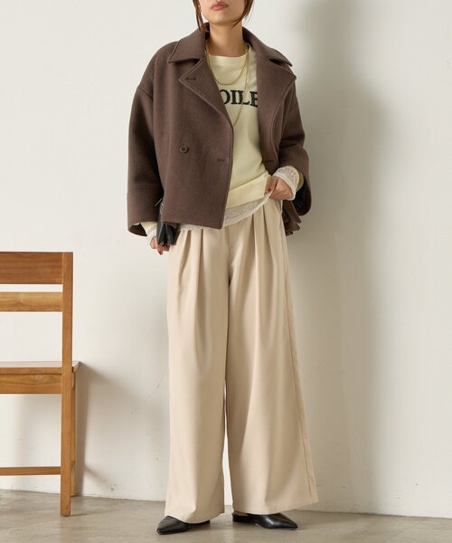 Jena espace merveilleux（ジェナ　エスパスメルヴェイユ）の「【あったかスラックス】2タックワイドパンツ（その他パンツ・レディース・アイボリー/ブラック/グレー/ベージュ・FREE）」の12枚目の写真