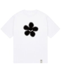 [ユニセックス]シルエットフラワースマイル半袖Tシャツ_ホワイト