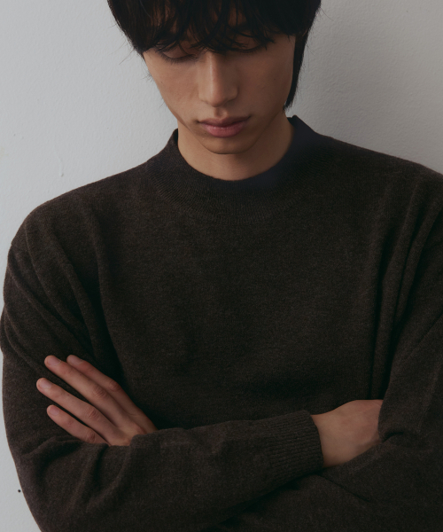 NODU（ノードユー）の「モックネックハーフポロニット [ブラウン]（ニット/セーター・メンズ・その他・LARGE/MEDIUM）」の8枚目の写真