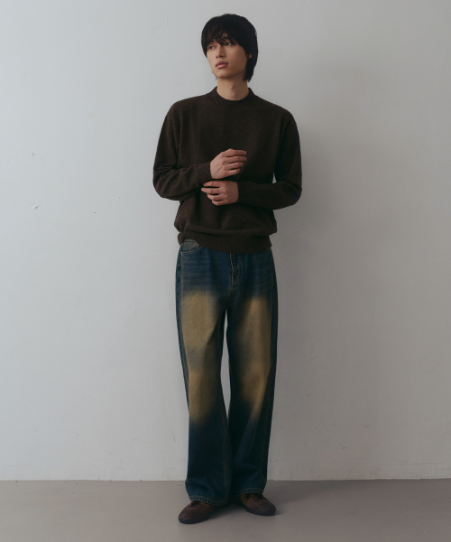 NODU（ノードユー）の「モックネックハーフポロニット [ブラウン]（ニット/セーター・メンズ・その他・LARGE/MEDIUM）」の9枚目の写真