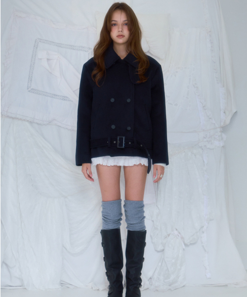ROSEFRANTZ（ロゼフランツ）の「Belt Half-neck Wool Jacket [Dark Navy]（チェスターコート・レディース・ダークネイビー・FREE）」の3枚目の写真