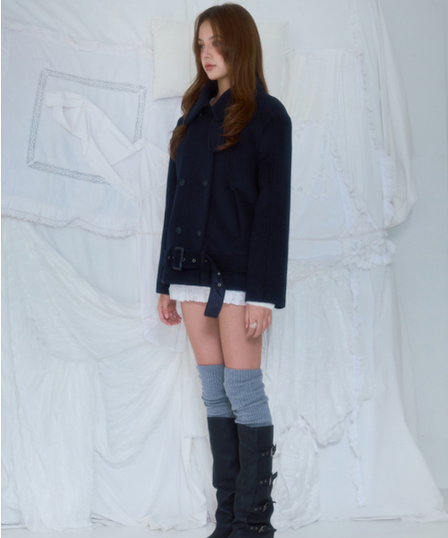 ROSEFRANTZ（ロゼフランツ）の「Belt Half-neck Wool Jacket [Dark Navy]（チェスターコート・レディース・ダークネイビー・FREE）」の2枚目の写真