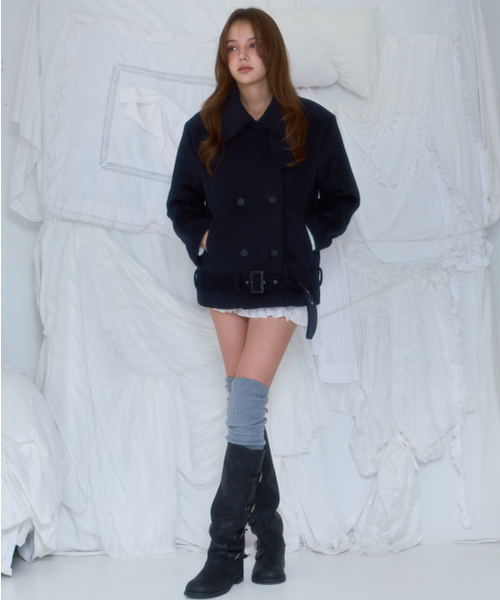 ROSEFRANTZ（ロゼフランツ）の「Belt Half-neck Wool Jacket [Dark Navy]（チェスターコート・レディース・ダークネイビー・FREE）」の9枚目の写真