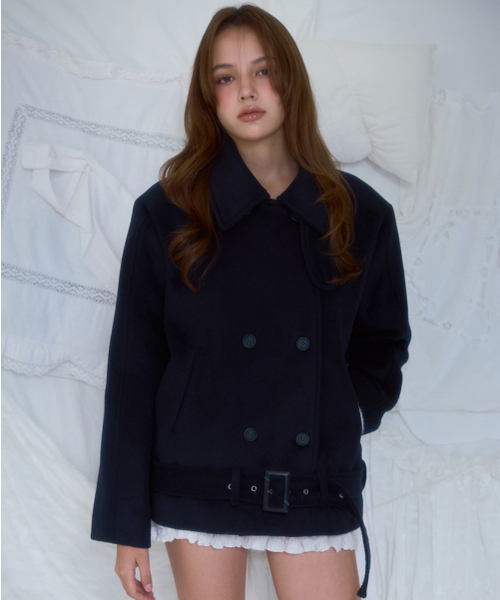 ROSEFRANTZ（ロゼフランツ）の「Belt Half-neck Wool Jacket [Dark Navy]（チェスターコート・レディース・ダークネイビー・FREE）」の7枚目の写真