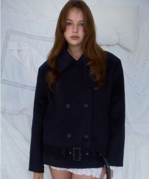 ROSEFRANTZ（ロゼフランツ）の「Belt Half-neck Wool Jacket [Dark Navy]（チェスターコート・レディース・ダークネイビー・FREE）」の5枚目の写真