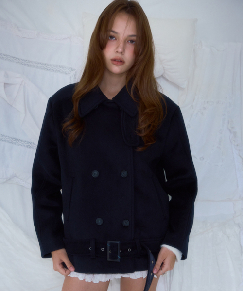 ROSEFRANTZ（ロゼフランツ）の「Belt Half-neck Wool Jacket [Dark Navy]（チェスターコート・レディース・ダークネイビー・FREE）」の4枚目の写真