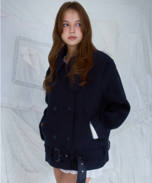 ROSEFRANTZ（ロゼフランツ）の「Belt Half-neck Wool Jacket [Dark Navy]（チェスターコート・レディース・ダークネイビー・FREE）」の15枚目の写真