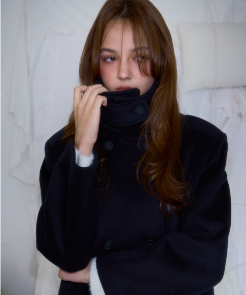 ROSEFRANTZ（ロゼフランツ）の「Belt Half-neck Wool Jacket [Dark Navy]（チェスターコート・レディース・ダークネイビー・FREE）」の14枚目の写真