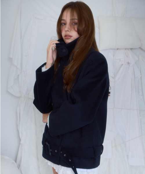 ROSEFRANTZ（ロゼフランツ）の「Belt Half-neck Wool Jacket [Dark Navy]（チェスターコート・レディース・ダークネイビー・FREE）」の12枚目の写真