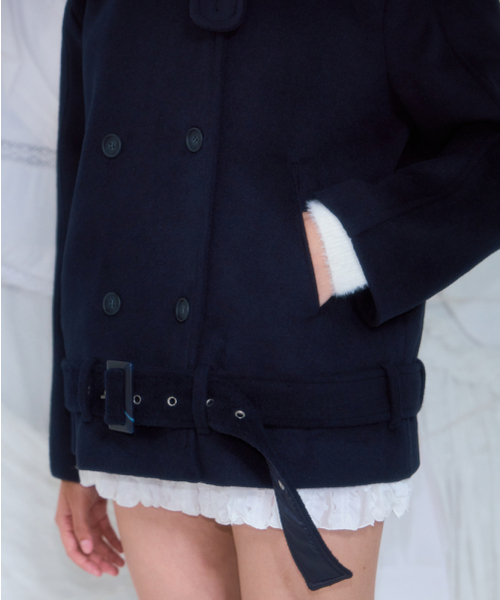 ROSEFRANTZ（ロゼフランツ）の「Belt Half-neck Wool Jacket [Dark Navy]（チェスターコート・レディース・ダークネイビー・FREE）」の10枚目の写真