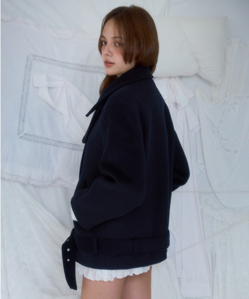 ROSEFRANTZ（ロゼフランツ）の「Belt Half-neck Wool Jacket [Dark Navy]（チェスターコート・レディース・ダークネイビー・FREE）」の19枚目の写真