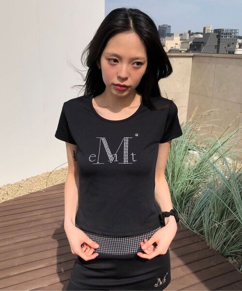 MUCENT(ムセント)の「ケインセットアップホットフィックスロゴスリムフィット半袖(Tシャツ/カットソー・レディース・ブラック・FREE)」の6枚目の写真