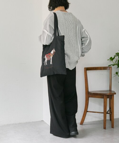 ear PAPILLONNER(イアパピヨネ)の「sampo×earホースサブトートバッグ《撥水/B4サイズ対応》(トートバッグ・レディース・ブラック/キャメル・FREE)」の19枚目の写真