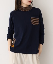 BRODIAEA ピーチ起毛×ボーダープルオーバー ポケット付き