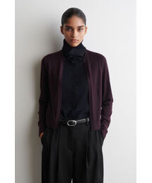 レイヤードメリノウールハイネックカーディガン