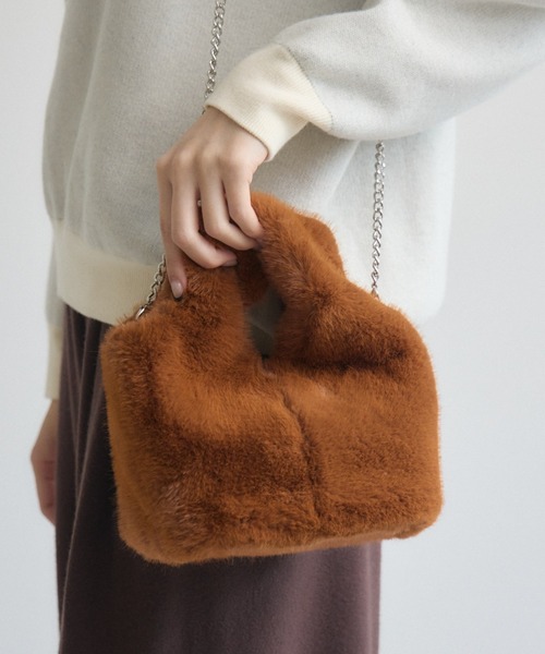 Paradise Picnic（パラダイスピクニック）の「エコファー2WAYハンドルBAG（ハンドバッグ・レディース・ブラック/ブラウン/ベージュ・FREE）」の3枚目の写真