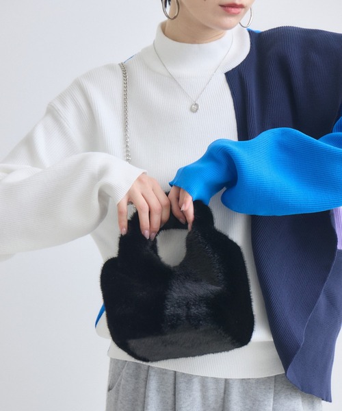 Paradise Picnic（パラダイスピクニック）の「エコファー2WAYハンドルBAG（ハンドバッグ・レディース・ブラック/ブラウン/ベージュ・FREE）」の2枚目の写真