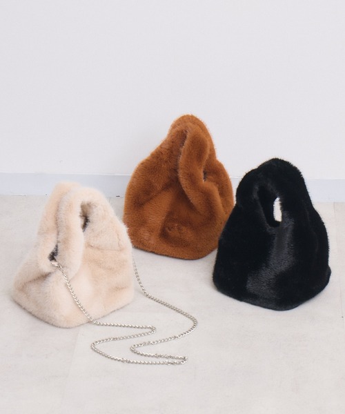 Paradise Picnic（パラダイスピクニック）の「エコファー2WAYハンドルBAG（ハンドバッグ・レディース・ブラック/ブラウン/ベージュ・FREE）」の10枚目の写真