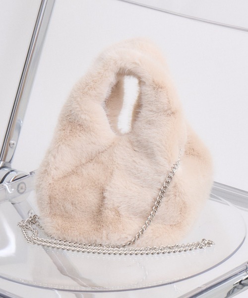 Paradise Picnic（パラダイスピクニック）の「エコファー2WAYハンドルBAG（ハンドバッグ・レディース・ブラック/ブラウン/ベージュ・FREE）」の17枚目の写真