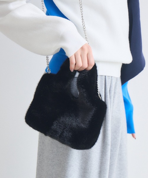 Paradise Picnic（パラダイスピクニック）の「エコファー2WAYハンドルBAG（ハンドバッグ・レディース・ブラック/ブラウン/ベージュ・FREE）」の13枚目の写真