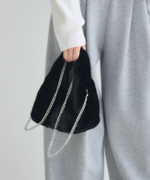 Paradise Picnic（パラダイスピクニック）の「エコファー2WAYハンドルBAG（ハンドバッグ・レディース・ブラック/ブラウン/ベージュ・FREE）」の14枚目の写真