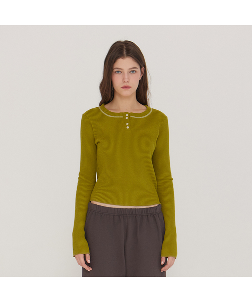 DEARSTALKER(ディアストーカー)の「D. BASIC WAFFLE SEMI SQUARE NECK T - 4 COLOR(Tシャツ/カットソー・レディース・ブルー/オリーブ/Cream/ブラック・FREE)」の1枚目の写真