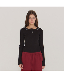 D. BASIC WAFFLE SEMI SQUARE NECK T - 4 COLOR