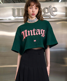 ロゴプリントケープクロップ半袖Tシャツ[グリーン(WOMAN)]_UTT-ST38